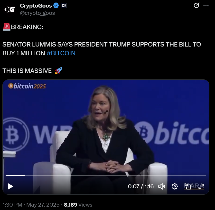 tramp pidtrymuye zakon pro bitkojn kazhe senator lummis Трамп підтримує закон про біткойн, каже сенатор Лумміс