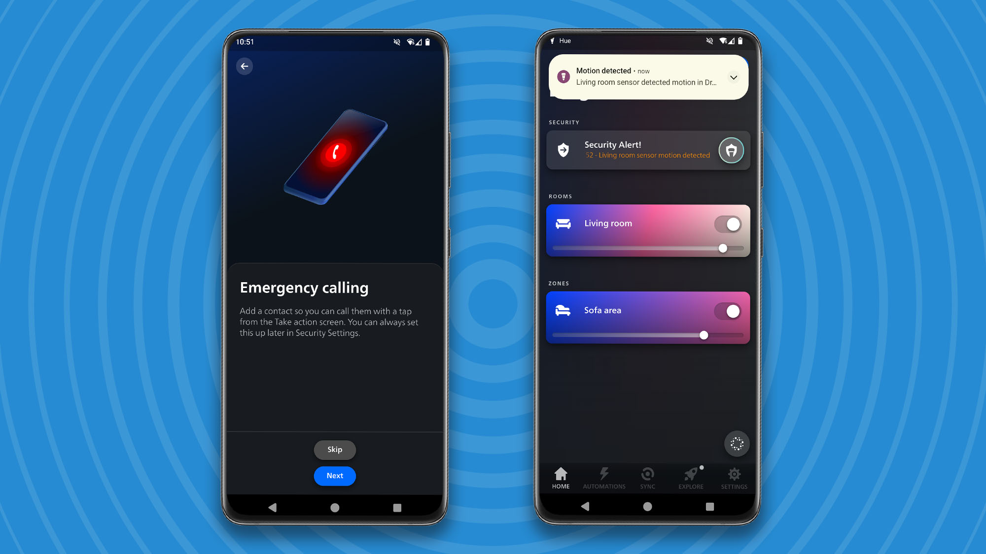 Налаштування сповіщень безпеки для датчика руху Philips Hue у додатку