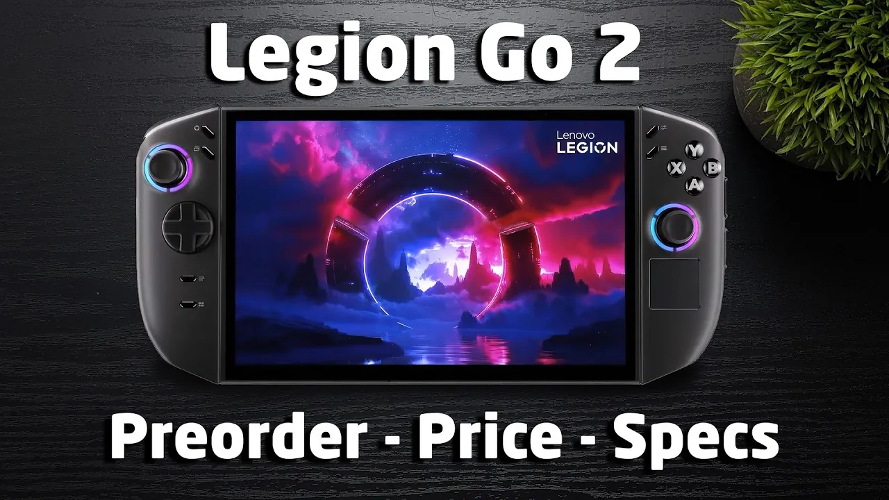 Портативний ігровий пристрій із зображенням дизайну Lenovo Legion Go 2