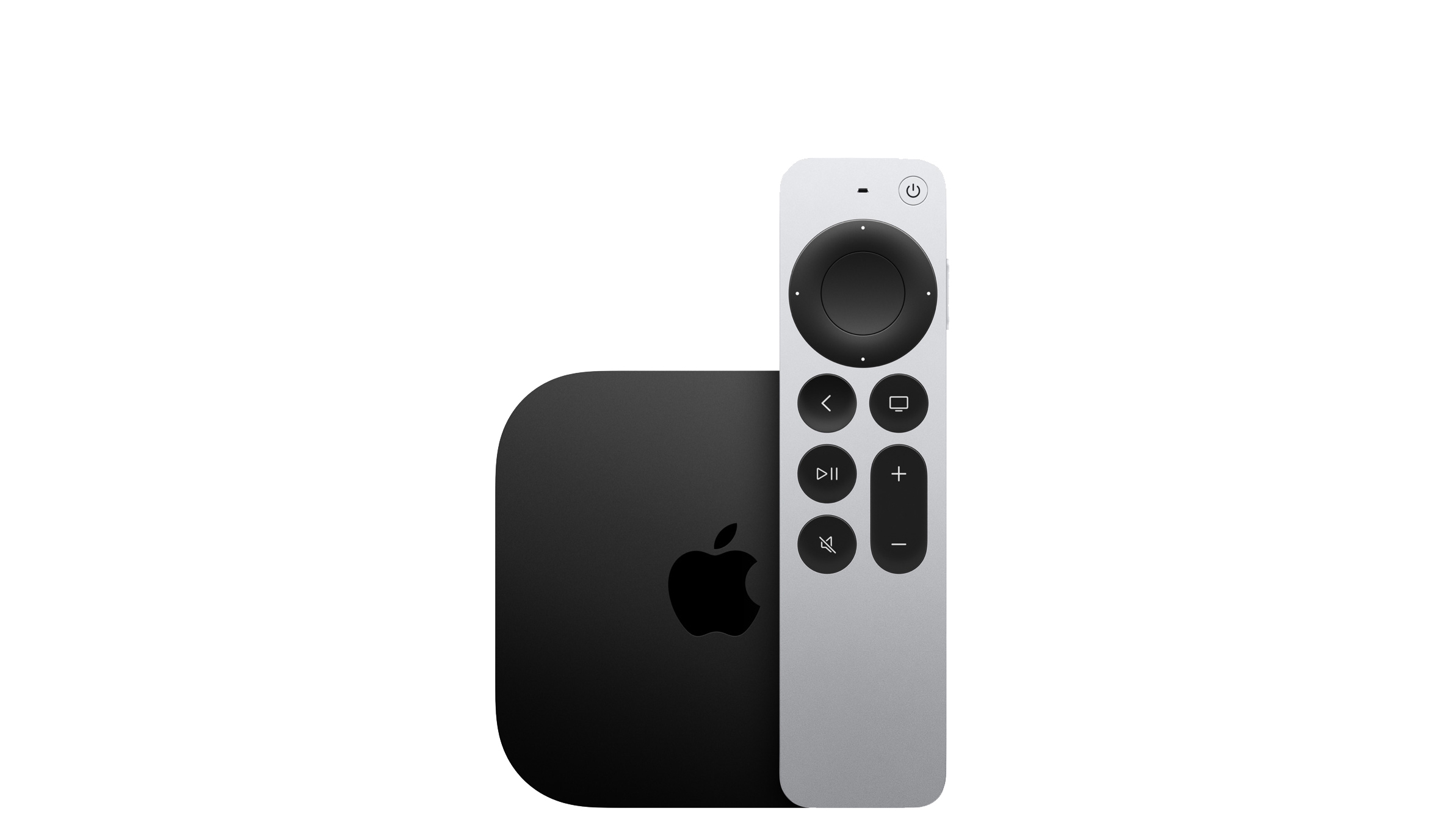 Apple TV 4K (2022) і пульт на білому тлі
