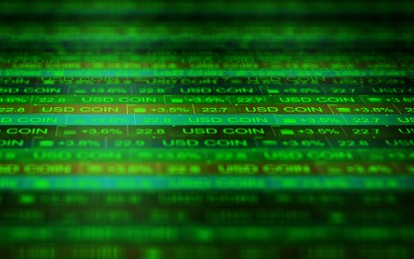 USD Coin Stock Market Ticker Crypto World 1 - Позитивний прибуток - Зелена версія 1