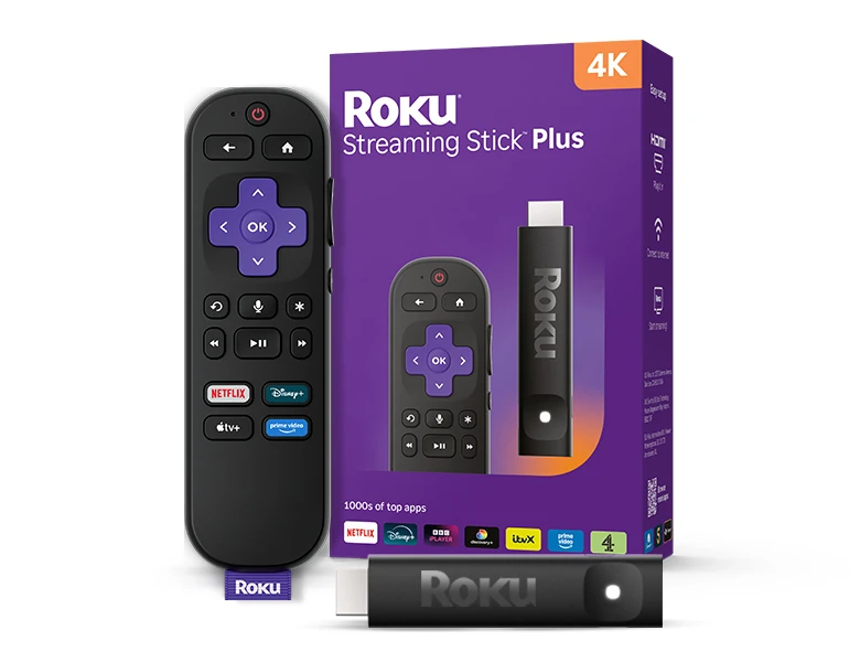 Roku Streaming Stick Plus на білому тлі